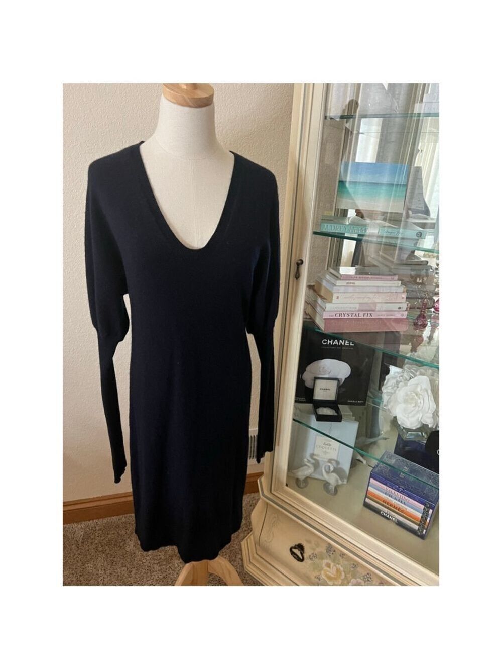 Women's Vince. 109% Cashmere Navy Long Sleeve Dress L